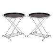 Home Square Contemporary Folding End Table in Black and Chrome - Set of 2