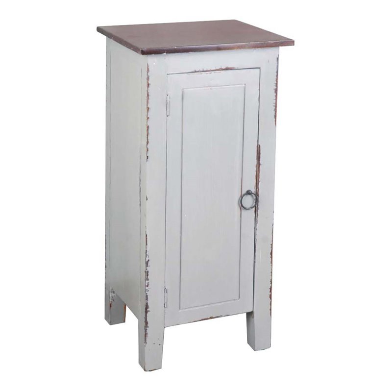 Home Square Cottage 1 Door Wood Accent Cabinet in Antique Gray - Set of 2