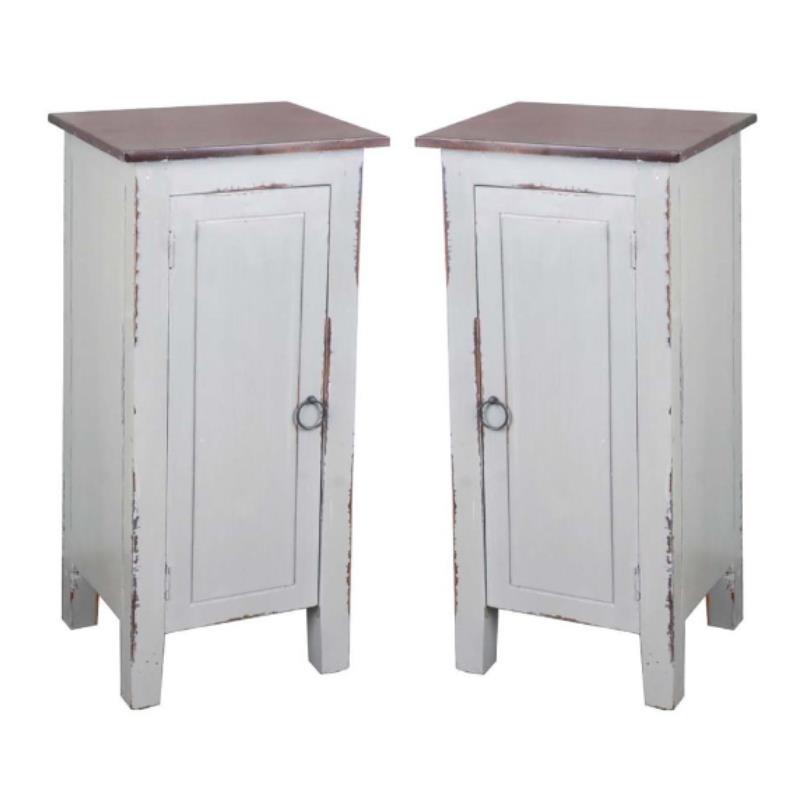 Home Square Cottage 1 Door Wood Accent Cabinet in Antique Gray - Set of 2