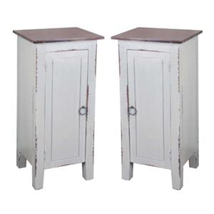 home square cottage 1 door wood accent cabinet in antique gray - set of 2