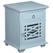Home Square Solid Wood Side or Night Table in Distressed Beach Blue - Set of 2