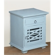 Home Square Solid Wood Side or Night Table in Distressed Beach Blue - Set of 2