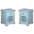 Home Square Solid Wood Side or Night Table in Distressed Beach Blue - Set of 2