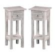 Home Square Cottage Narrow Wood Side Table in Distressed Light Gray - Set of 2