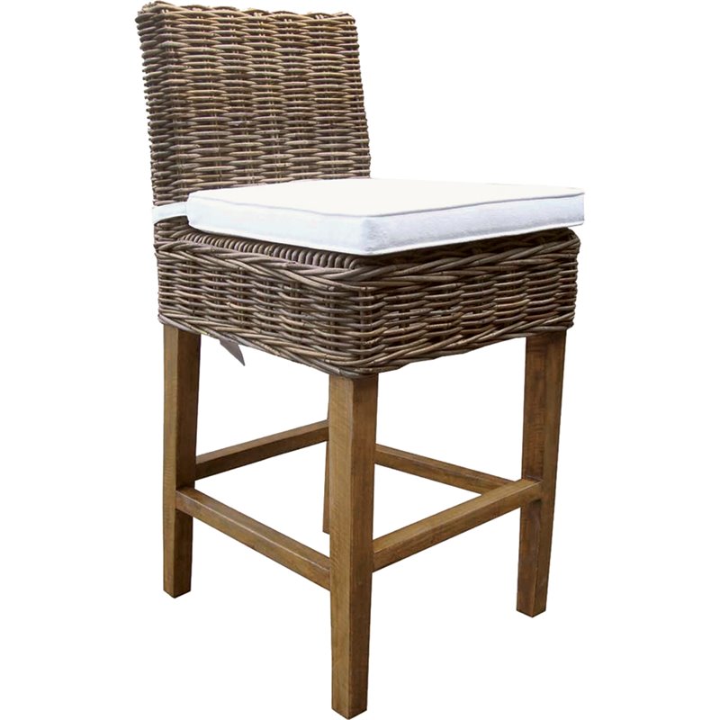 Home Square Rattan Counterstool in Kubu Gray Finish - Set of 3