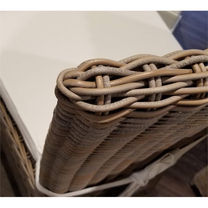 Home Square Wicker Patio Cushion Counterstool in Kubu Gray - Set of 2