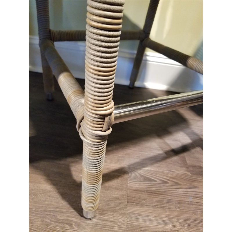 Home Square Wicker Patio Cushion Counterstool in Kubu Gray - Set of 2