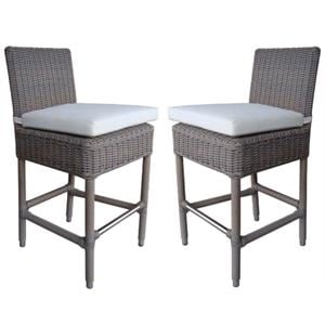 Home Square Wicker Patio Cushion Counterstool in Kubu Gray - Set of 2