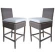 Home Square Wicker Patio Cushion Counterstool in Kubu Gray - Set of 2