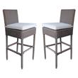 Home Square Wicker Patio Cushion Barstool in Kubu Gray - Set of 2