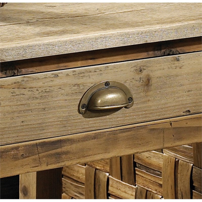 Home Square Durable Pine Wood End Table in Natural - Set of 2