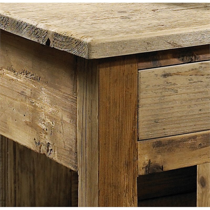 Home Square Durable Pine Wood End Table in Natural - Set of 2