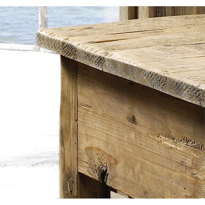 Home Square Durable Pine Wood End Table in Natural - Set of 2