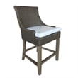 Home Square Wicker Patio Barstool in Kubu Gray Finish - Set of 2