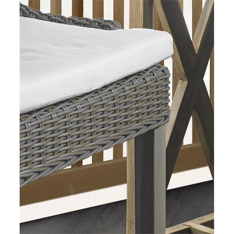 Home Square Wicker Patio Barstool in Kubu Gray Finish - Set of 2