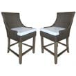Home Square Wicker Patio Barstool in Kubu Gray Finish - Set of 2