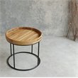 Home Square Metal End Table in Natural & Iron Finish - Set of 2