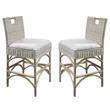 Home Square Rattan Counterstool in White Wash Finish - Set of 2