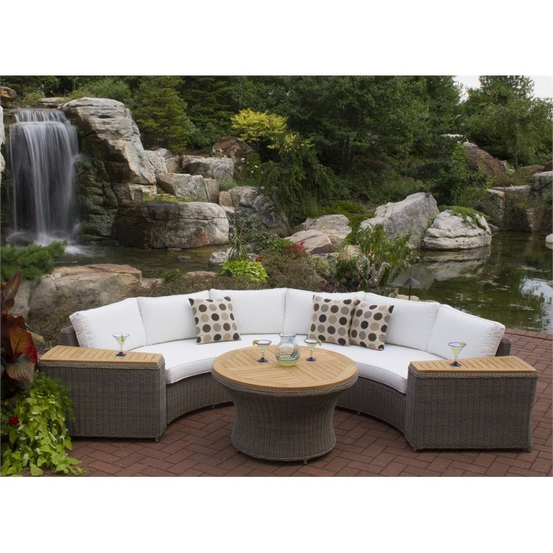 Home Square Wicker Patio End Table in Kubu Gray Finish - Set of 2