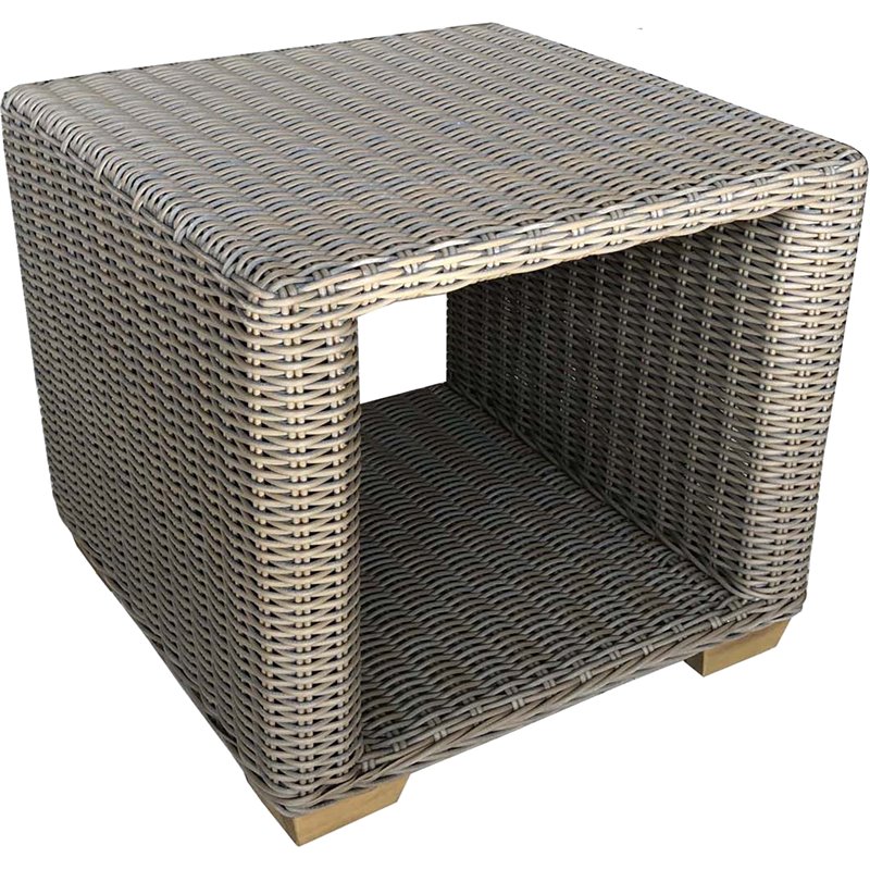 Home Square Wicker Patio Side Table in Kubu Gray Finish - Set of 2