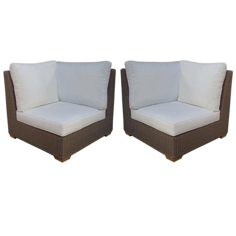 Home Square Wicker Patio Corner Table in Kubu Gray - Set of 2