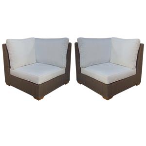 Home Square Wicker Patio Corner Table in Kubu Gray - Set of 2