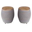 Home Square Aluminum Patio Teak Top End Table in Kubu Gray - Set of 2