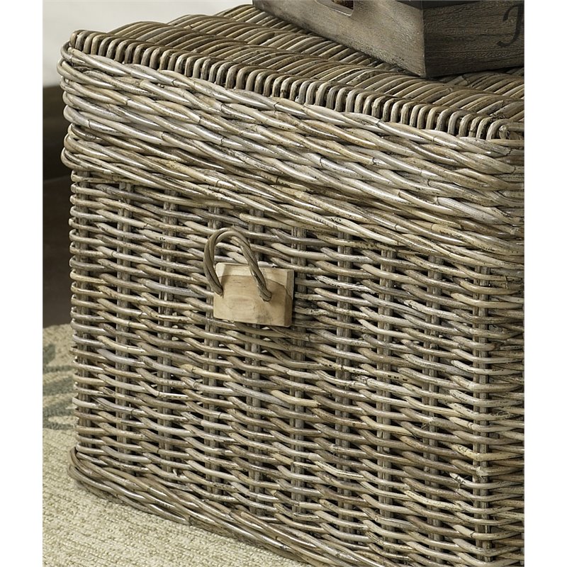 Home Square Wicker End Table Trunk in Kubu Gray Finish - Set of 2