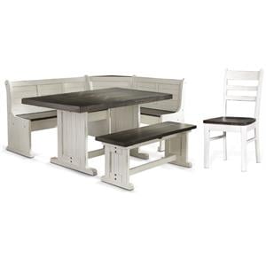 Home Square 2-Piece Set with Breakfast Nook Set and Chair in White & Dark Brown