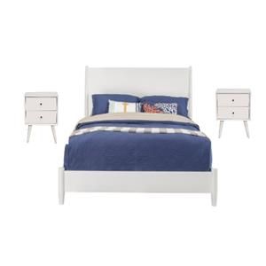 Home Square 3 Piece Set with California King Bed and 2 Nightstands in White