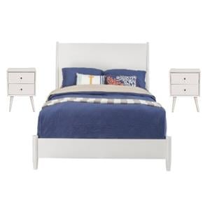 Home Square 3 Piece Set with Standard King Bed and 2 Nightstands in White