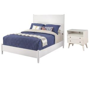 home square 2 piece set with standard king bed and 2 drawer nightstand in white