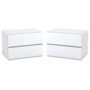 home square modern 1-drawer nightstand in white finish - set of 2