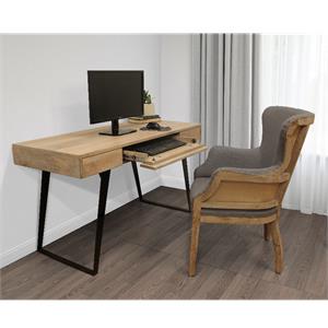 Home Square 2-Piece Solid Wood Office Set with 1 Desk & 1 Armchair in Natural