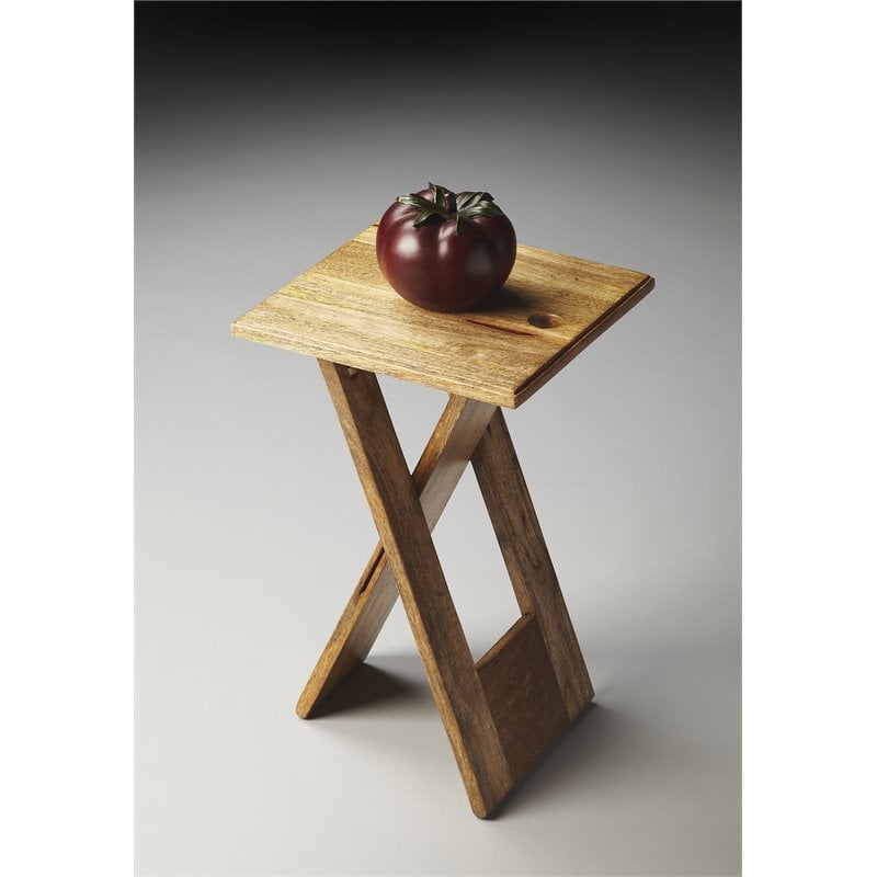 Home Square Transitional Wood Folding Table in Natural Finish - Set of 2