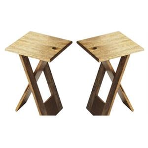 Home Square Transitional Wood Folding Table in Natural Finish - Set of 2