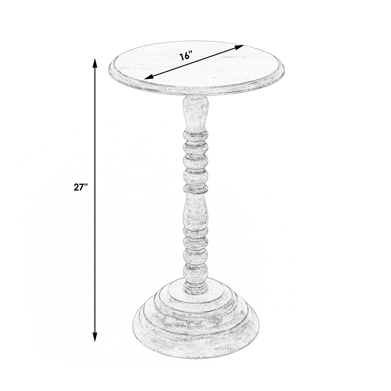 Home Square Round Pedestal Wood Accent Table in Gray - Set of 2