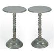 Home Square Round Pedestal Wood Accent Table in Gray - Set of 2