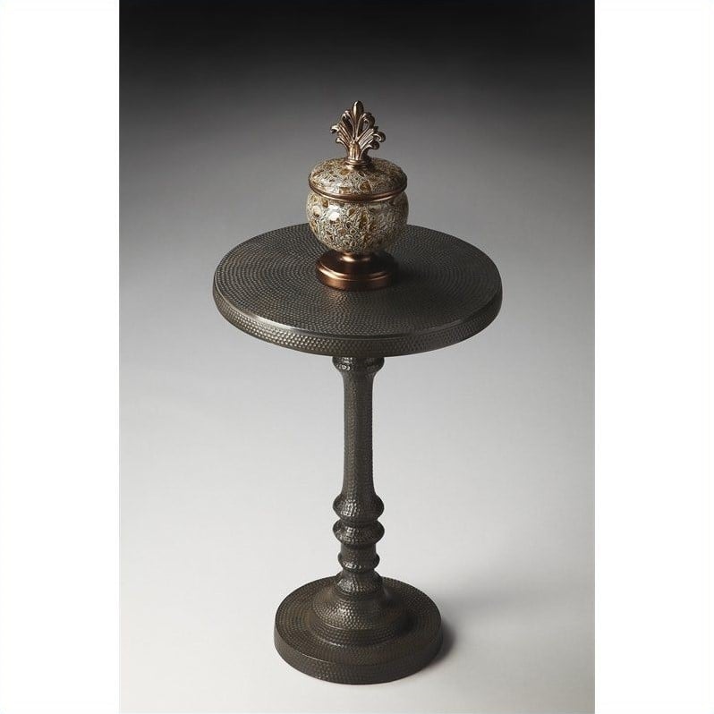Home Square Metalworks Pedestal Accent Table in Bronze - Set of 2