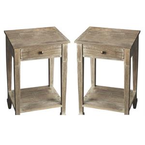 Home Square Transitional Rectangular Wood Side Table in Brass - Set of 2