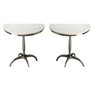 Home Square Modern Marble and Metal Accent Table in White - Set of 2