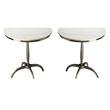 Home Square Modern Marble and Metal Accent Table in White - Set of 2