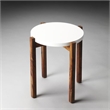 Home Square Contemporary Solid Wood Side Table in White and Brown - Set of 2