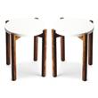 Home Square Contemporary Solid Wood Side Table in White and Brown - Set of 2