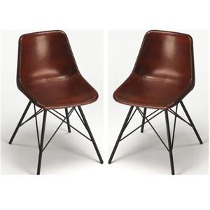 Home Square Modern Leather Side Chair in Brown Finish - Set of 2
