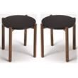 Home Square Modern End Table in Black Top and Brown - Set of 2