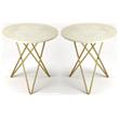 Home Square Marble and Metal Bunching Table in White - Set of 2