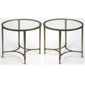 Home Square Oval Metal End Table in Antique Gold Finish - Set of 2