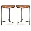 Home Square Round Acacia Wood Accent Table in Brown - Set of 2