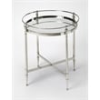 Home Square Modern Round Metal and Mirror End Table - Set of 2